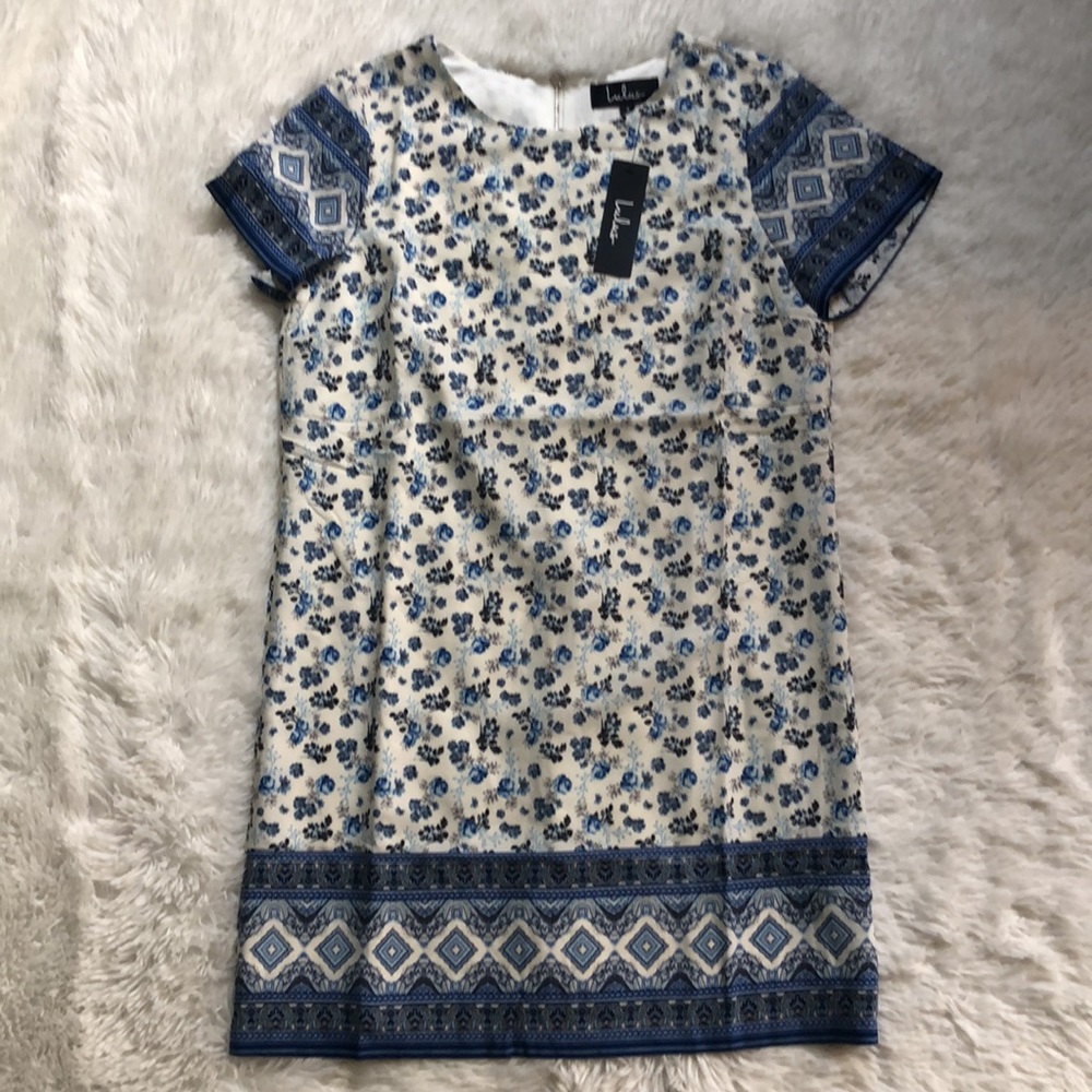 Lulu’s NWT Let’s Travel The World White Floral Print Shift Dress 💙 - Picture 5 of 12